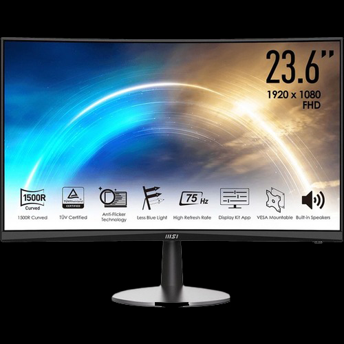 MSI Pro MP242C 23.6" Full HD Curved Screen LCD Monitor VA Technology 75 Hz 1 ms Black