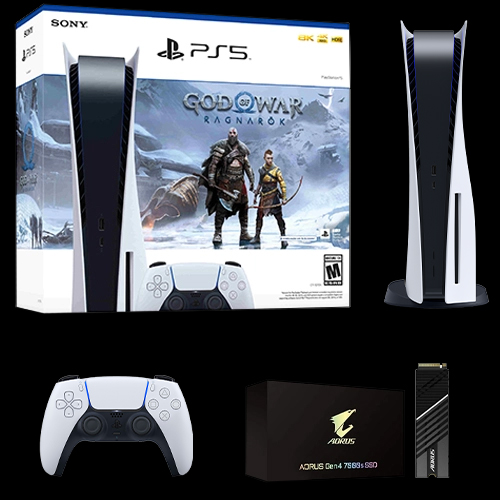 PlayStation 5 Console God of War Ragnarok Bundle + GIGABYTE Aorus 1TB Solid State Drive
