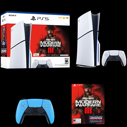 PlayStation 5 Slim Console Call of Duty: Modern Warfare III Bundle + PlayStation 5 DualSense Wireless Controller Starlight Blue